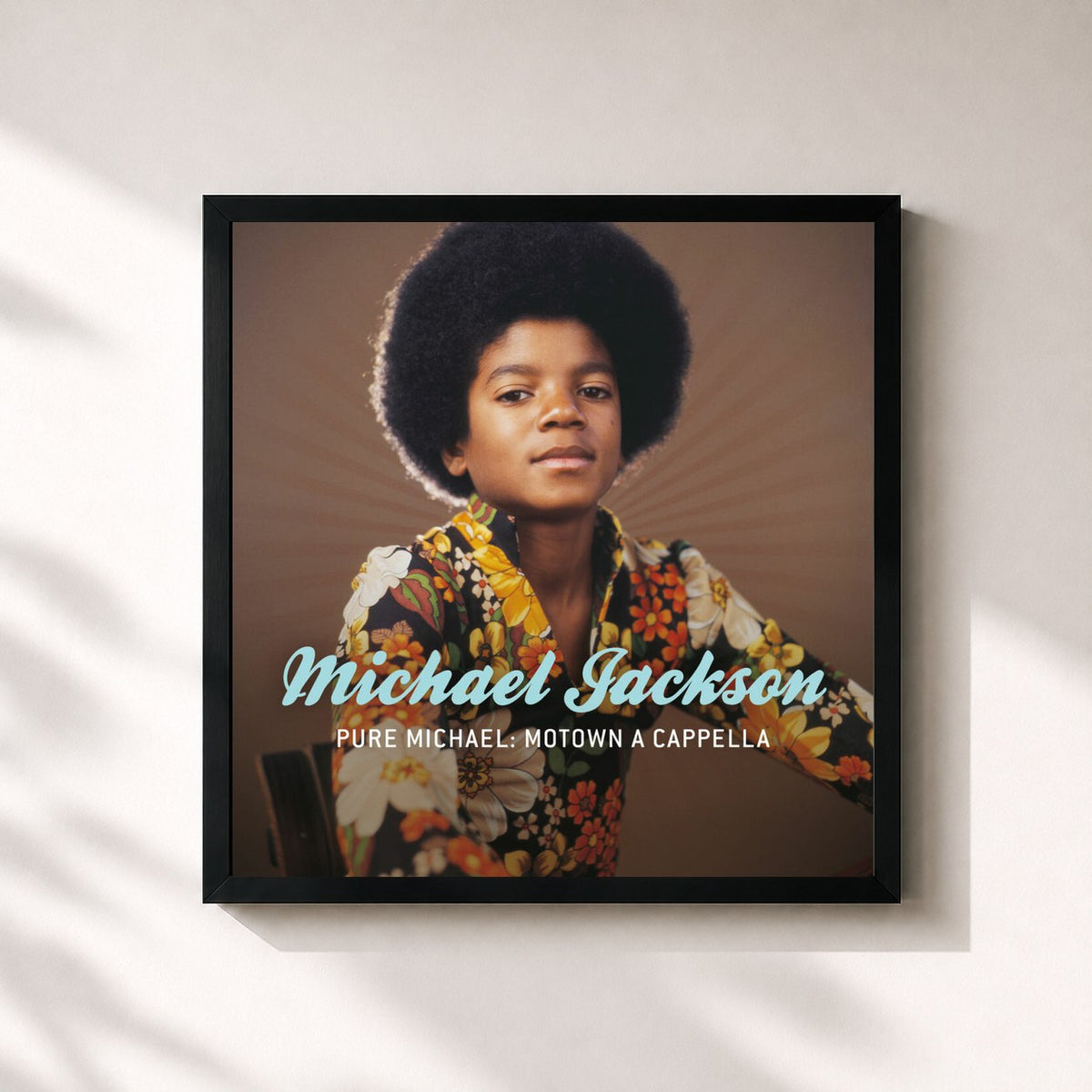 #noir Tableau carré de l'album Pure Michael: Motown A Cappella de Michael Jackson, cadre noir 32x32 cm