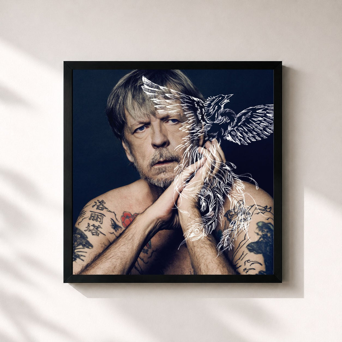 #noir Tableau carré de l'album Renaud (Deluxe Version) de Renaud, cadre noir 32x32 cm