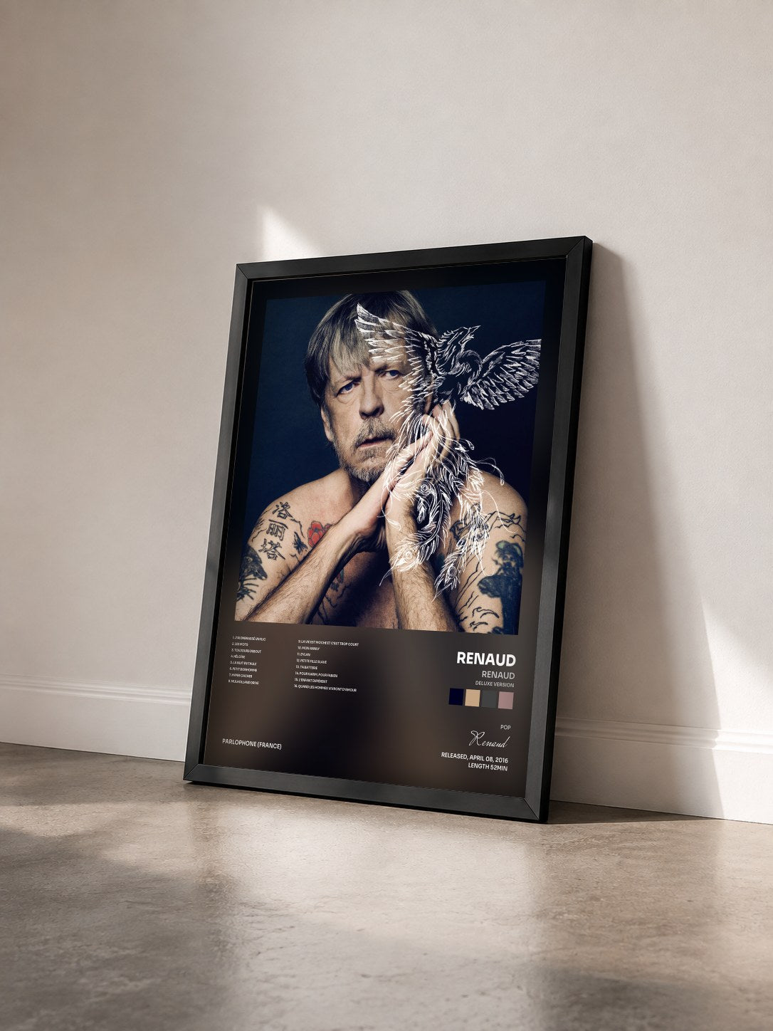#noir Tableau de l'album Renaud (Deluxe Version) de Renaud vu de trois quarts, cadre noir