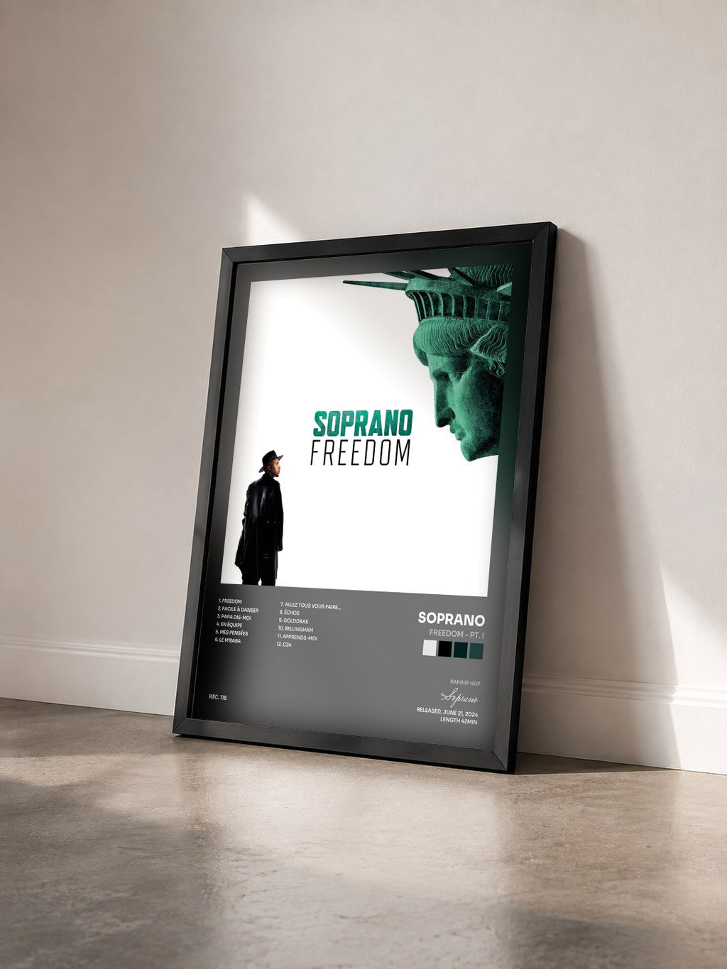 #noir Tableau de l'album Freedom - Pt. I de Soprano vu de trois quarts, cadre noir