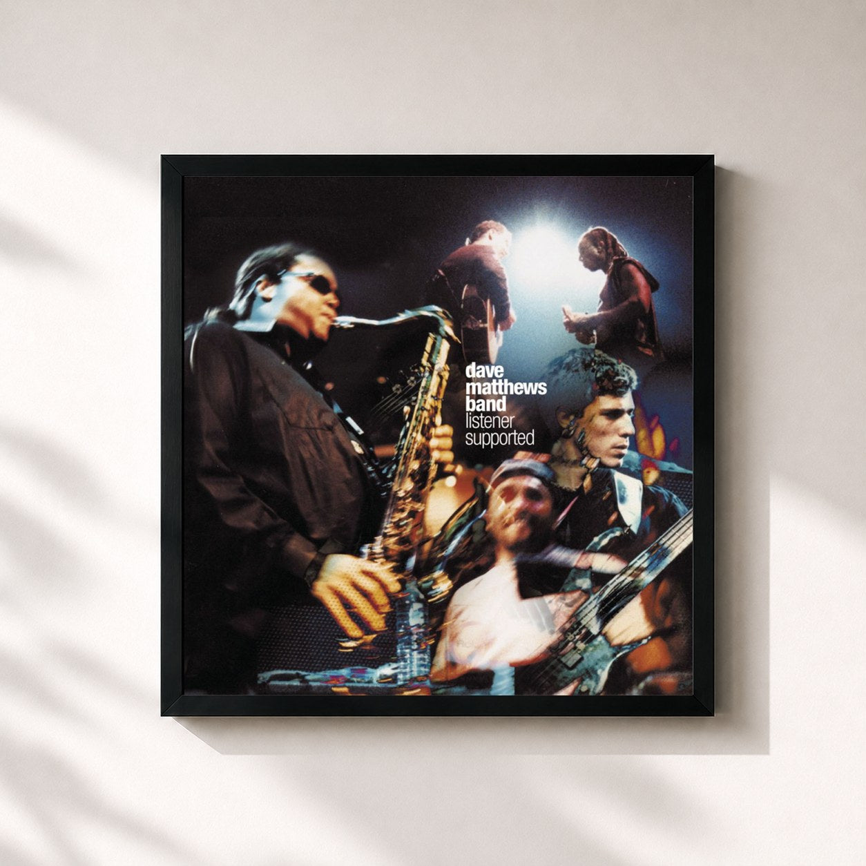 #noir Tableau carré de l'album Listener Supported de Dave Matthews Band, cadre noir 32x32 cm