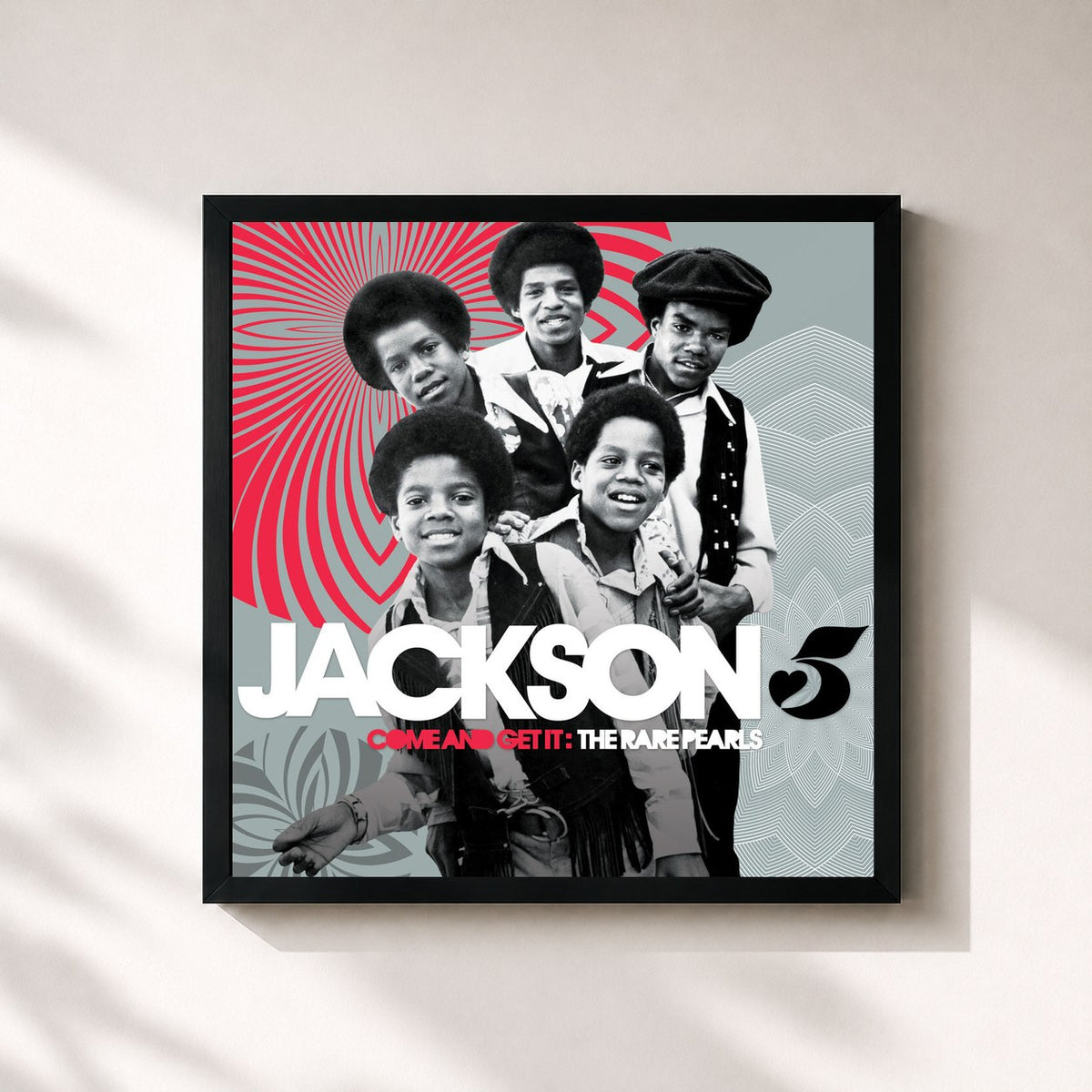 #noir Tableau carré de l'album Come And Get It: The Rare Pearls de Jackson 5, cadre noir 32x32 cm