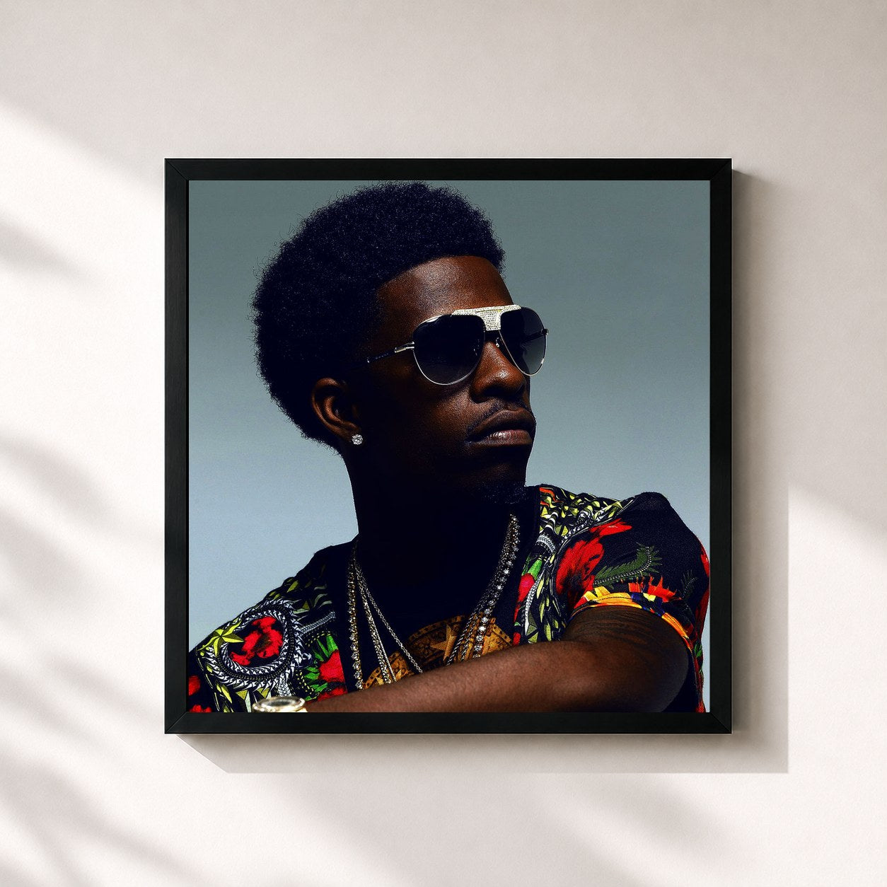 #noir Tableau carré de l'album No Pen No Pad de Rich Homie Quan, cadre noir 32x32 cm