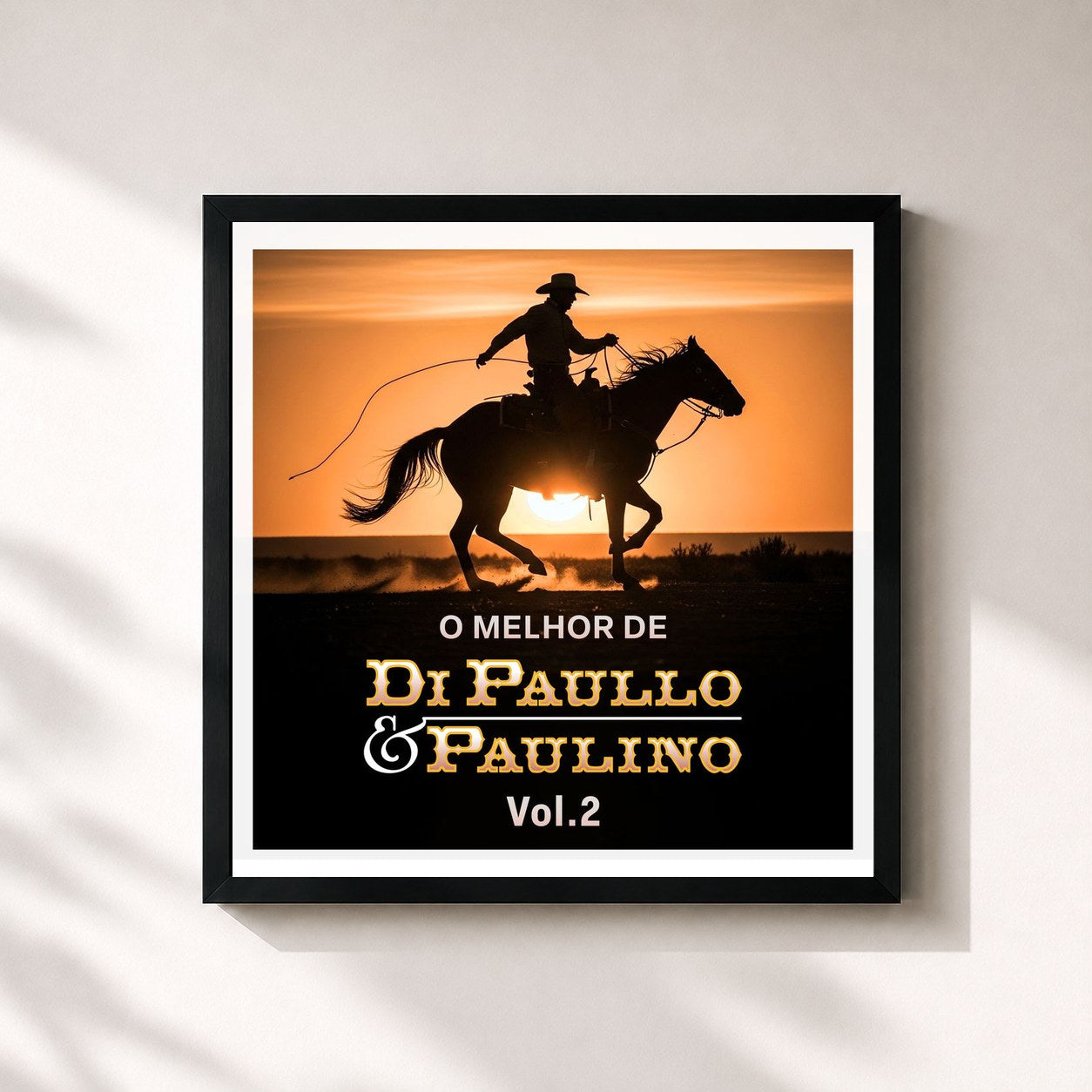 #noir Tableau carré de l'album O Melhor de Di Paullo & Paulino Vol. 2 de Di Paullo & Paulino, cadre noir 32x32 cm