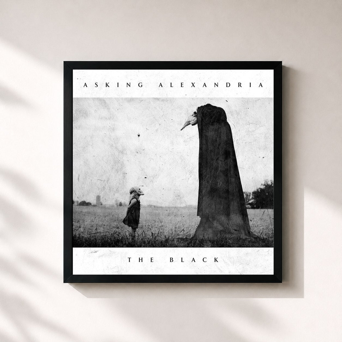 #noir Tableau carré de l'album The Black de Asking Alexandria, cadre noir 32x32 cm
