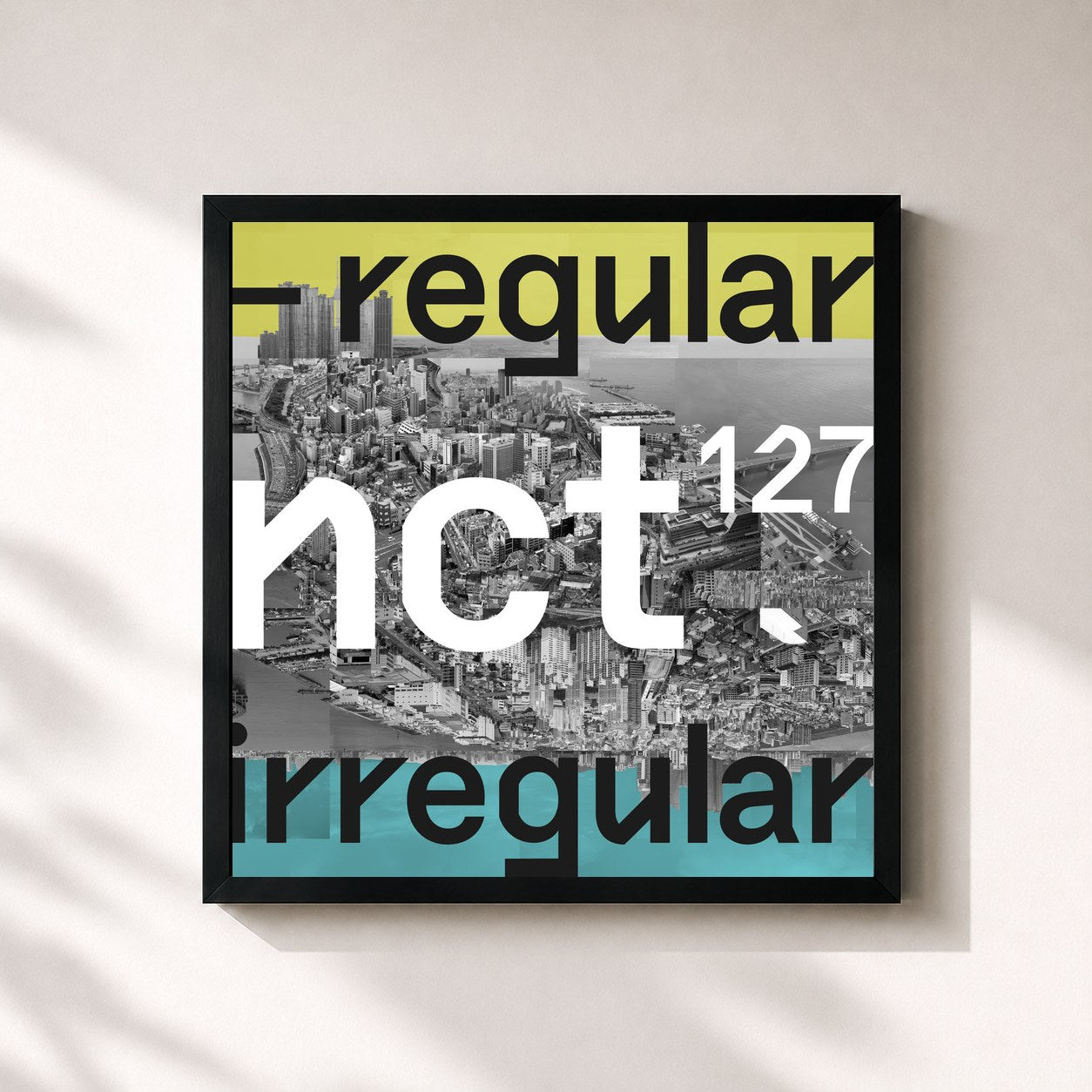 #noir Tableau carré de l'album NCT #127 Regular-Irregular - The 1st Album de NCT 127, cadre noir 32x32 cm