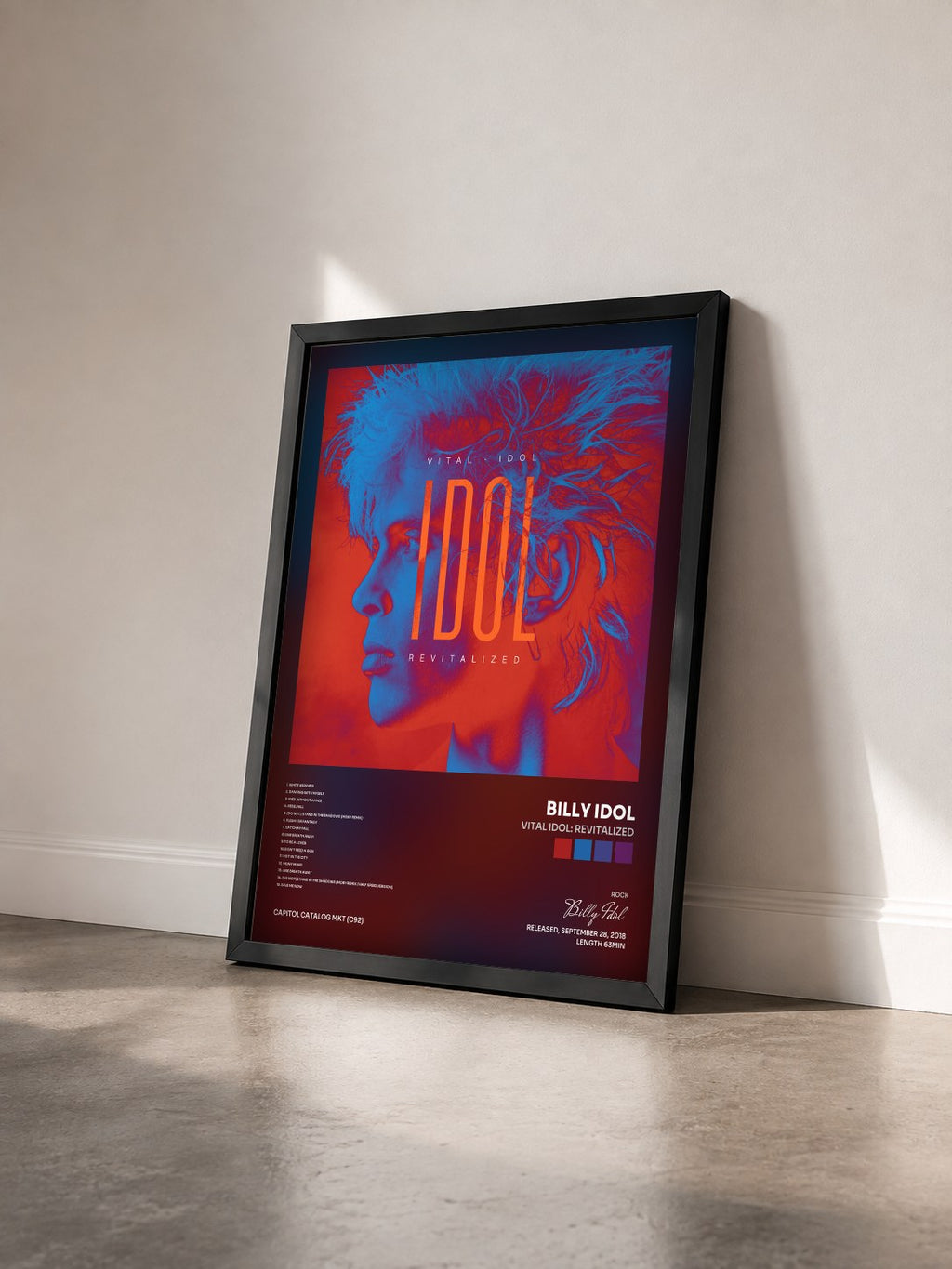 #noir Vital Idol: Revitalized by Billy Idol as a framed art print seen at an angle, black frame