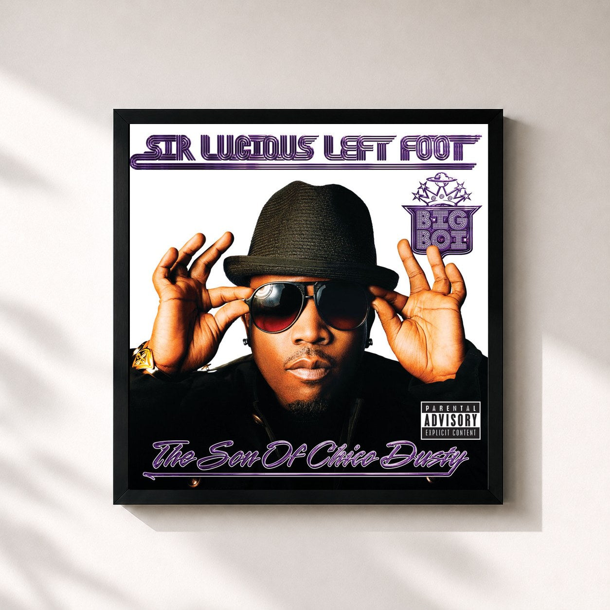 #noir Tableau carré de l'album Sir Lucious Left Foot...The Son Of Chico Dusty (Explicit Version) de Big Boi, cadre noir 32x32 cm
