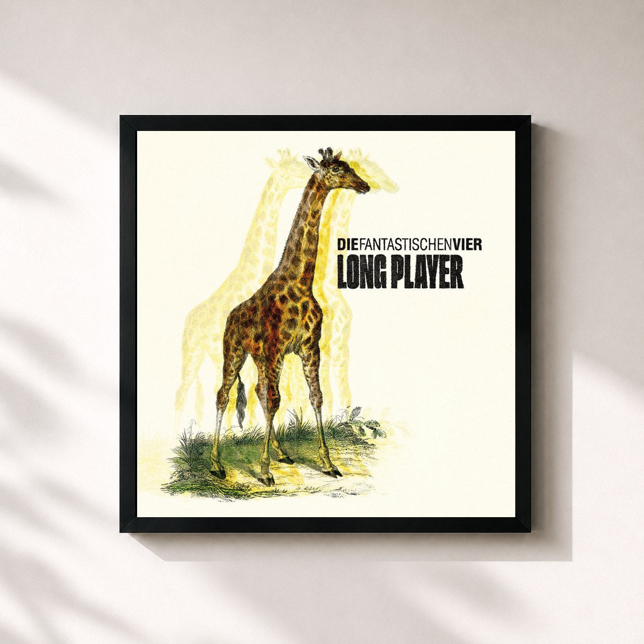 #noir Tableau carré de l'album Long Player de Die Fantastischen Vier, cadre noir 32x32 cm