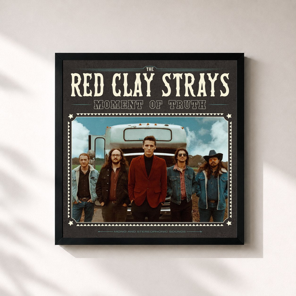 #noir Tableau carré de l'album Moment of Truth de The Red Clay Strays, cadre noir 32x32 cm