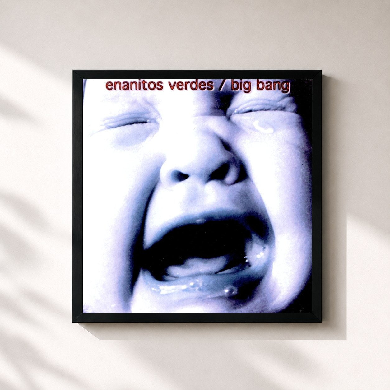 #noir Tableau carré de l'album Big Bang de Los Enanitos Verdes, cadre noir 32x32 cm