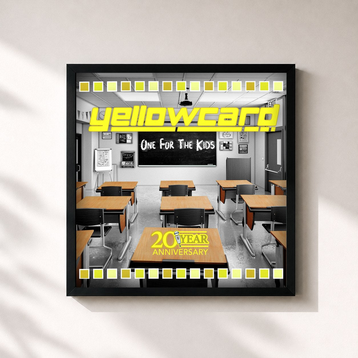 #noir Tableau carré de l'album One for the Kids - 20th Anniversary Edition de Yellowcard, cadre noir 32x32 cm