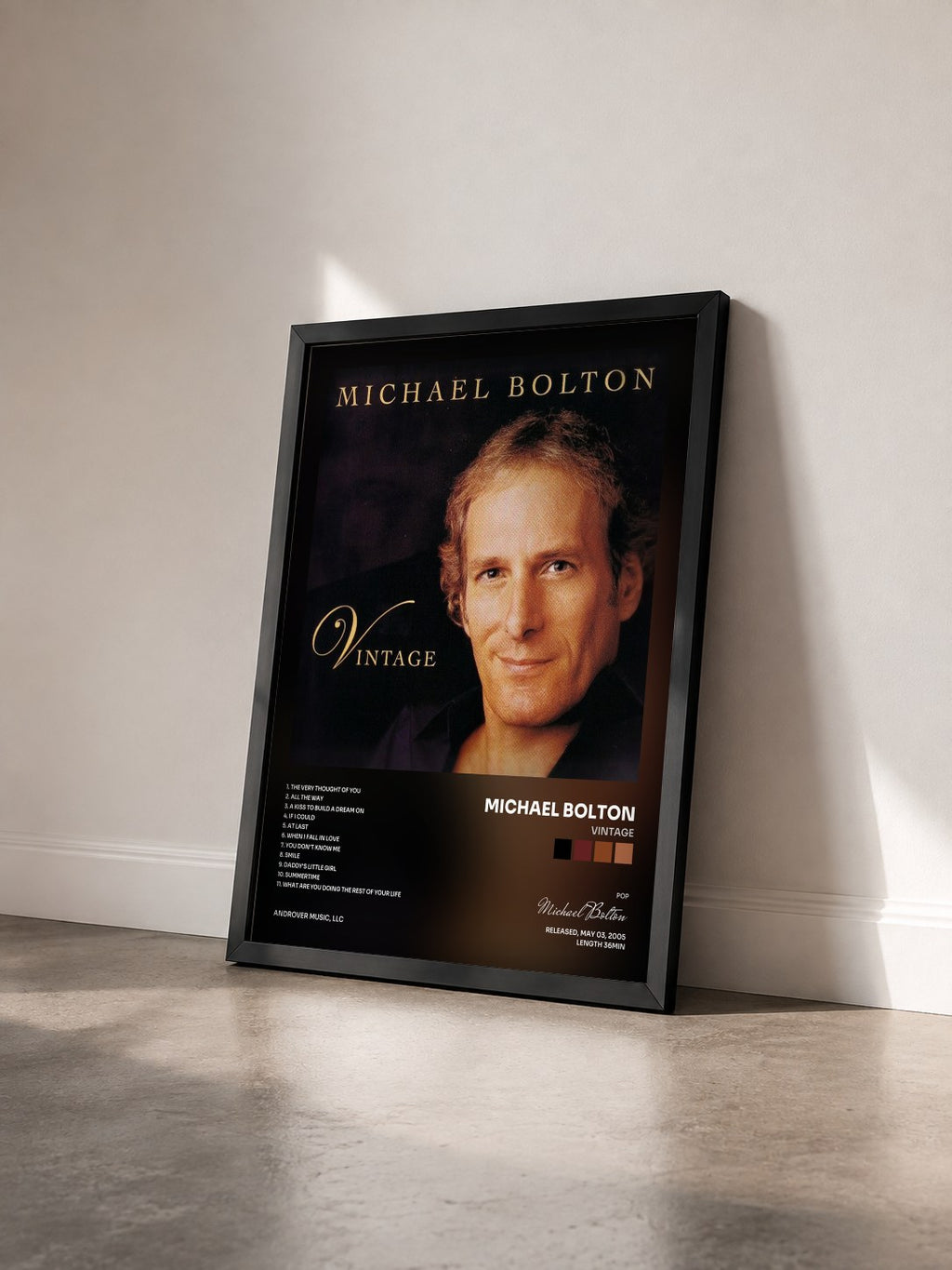 #noir Vintage by Michael Bolton as a framed art print seen at an angle, black frame
