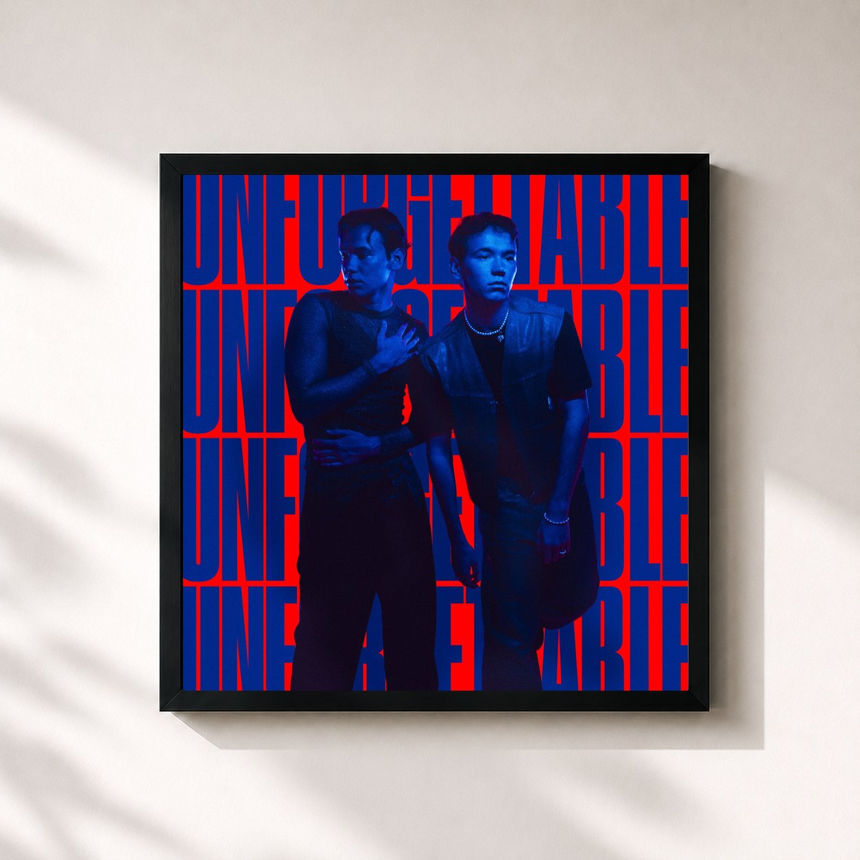 #noir Tableau carré de l'album Unforgettable de Marcus & Martinus, cadre noir 32x32 cm