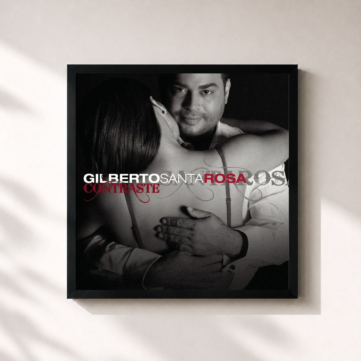 #noir Tableau carré de l'album Contraste de Gilberto Santa Rosa, cadre noir 32x32 cm
