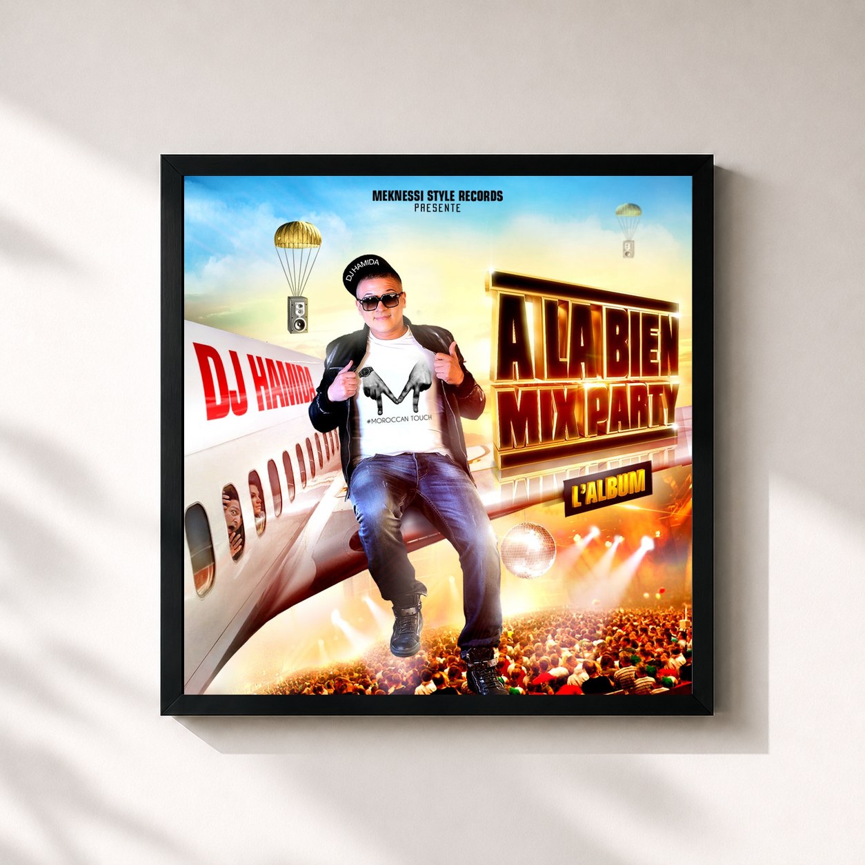 #noir Tableau carré de l'album A la bien Mix Party 2014 (L'album) de DJ Hamida, cadre noir 32x32 cm