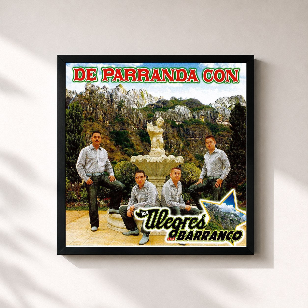 #noir Tableau carré de l'album De Parranda Con Los Alegres Del Barranco de Los Alegres Del Barranco, cadre noir 32x32 cm