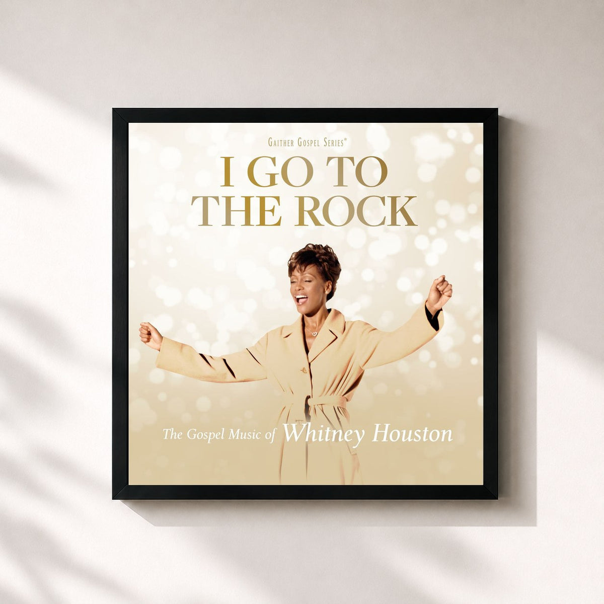 #noir Tableau carré de l'album I Go To The Rock: The Gospel Music Of Whitney Houston de Whitney Houston, cadre noir 32x32 cm