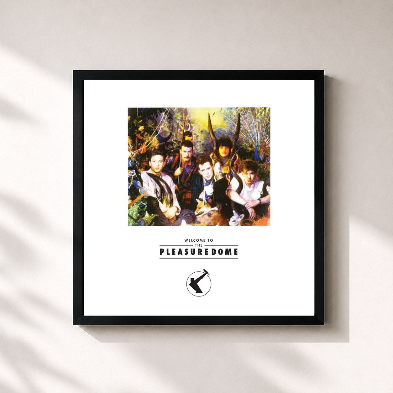 #noir Tableau carré de l'album Welcome To The Pleasuredome de Frankie Goes to Hollywood, cadre noir 32x32 cm