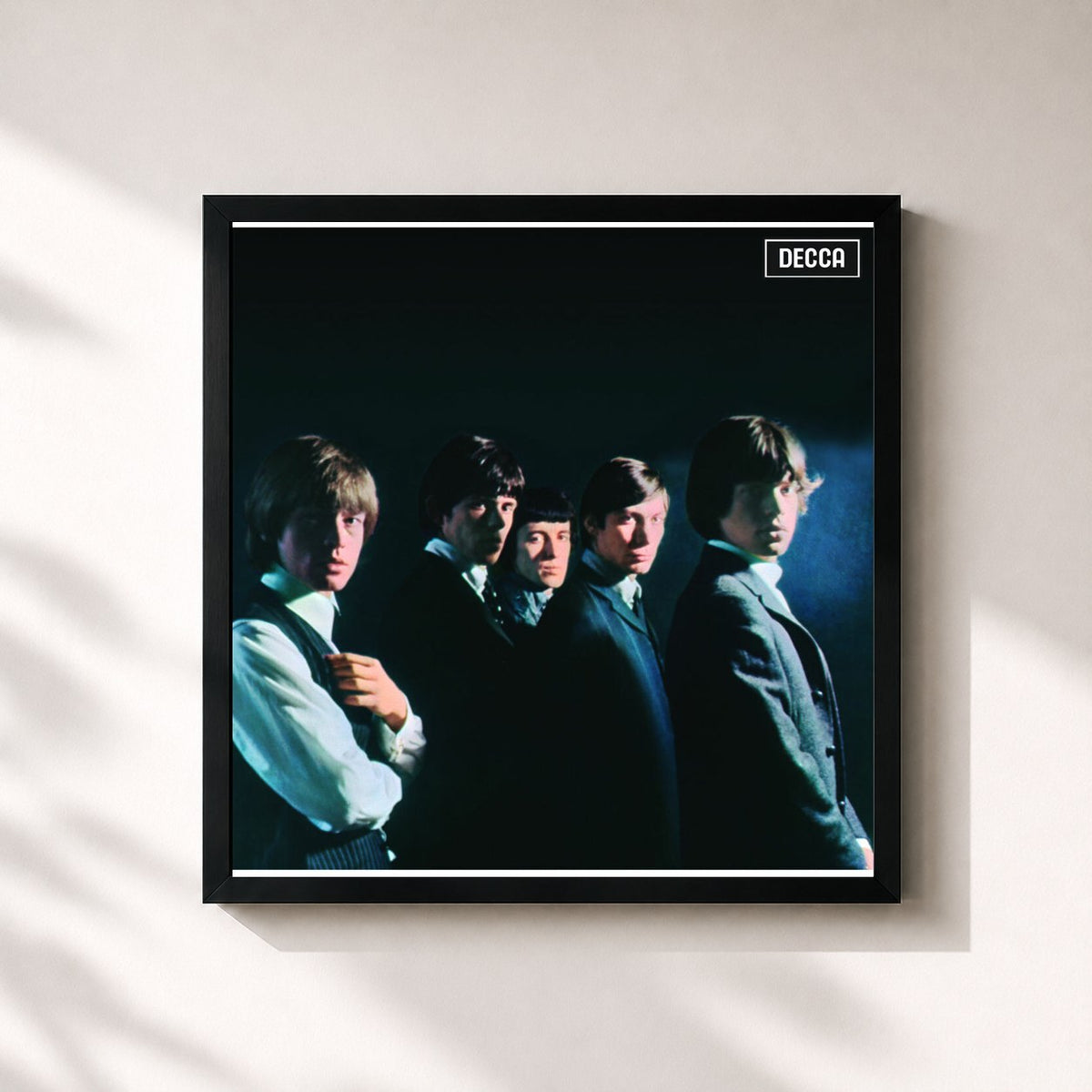 #noir Tableau carré de l'album The Rolling Stones de The Rolling Stones, cadre noir 32x32 cm