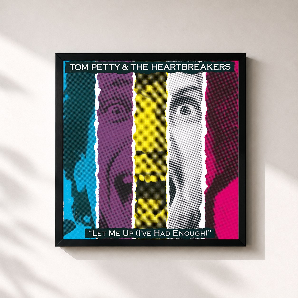 #noir Tableau carré de l'album Let Me Up (I've Had Enough) de Tom Petty and the Heartbreakers, cadre noir 32x32 cm