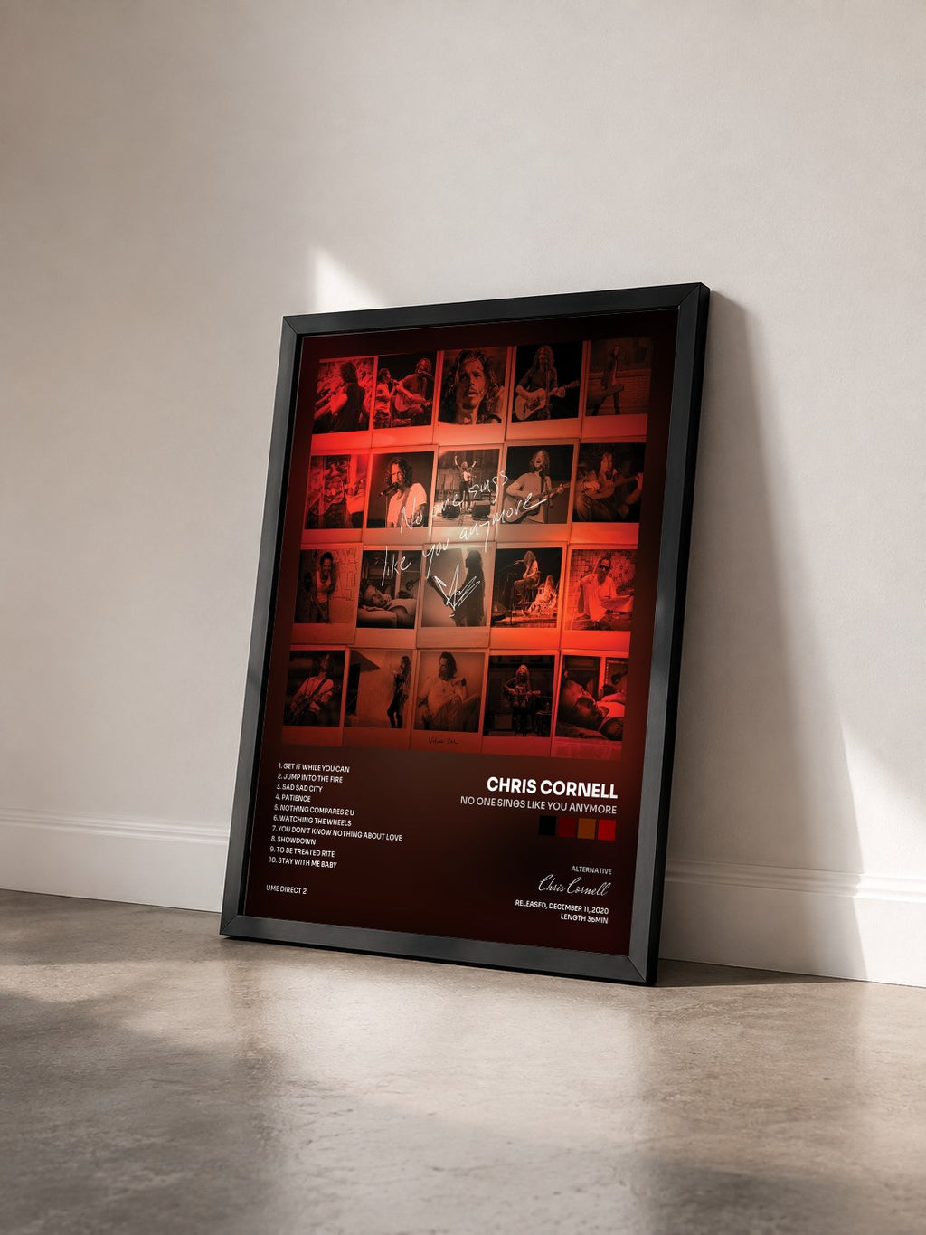 #noir Tableau de l'album No One Sings Like You Anymore de Chris Cornell vu de trois quarts, cadre noir