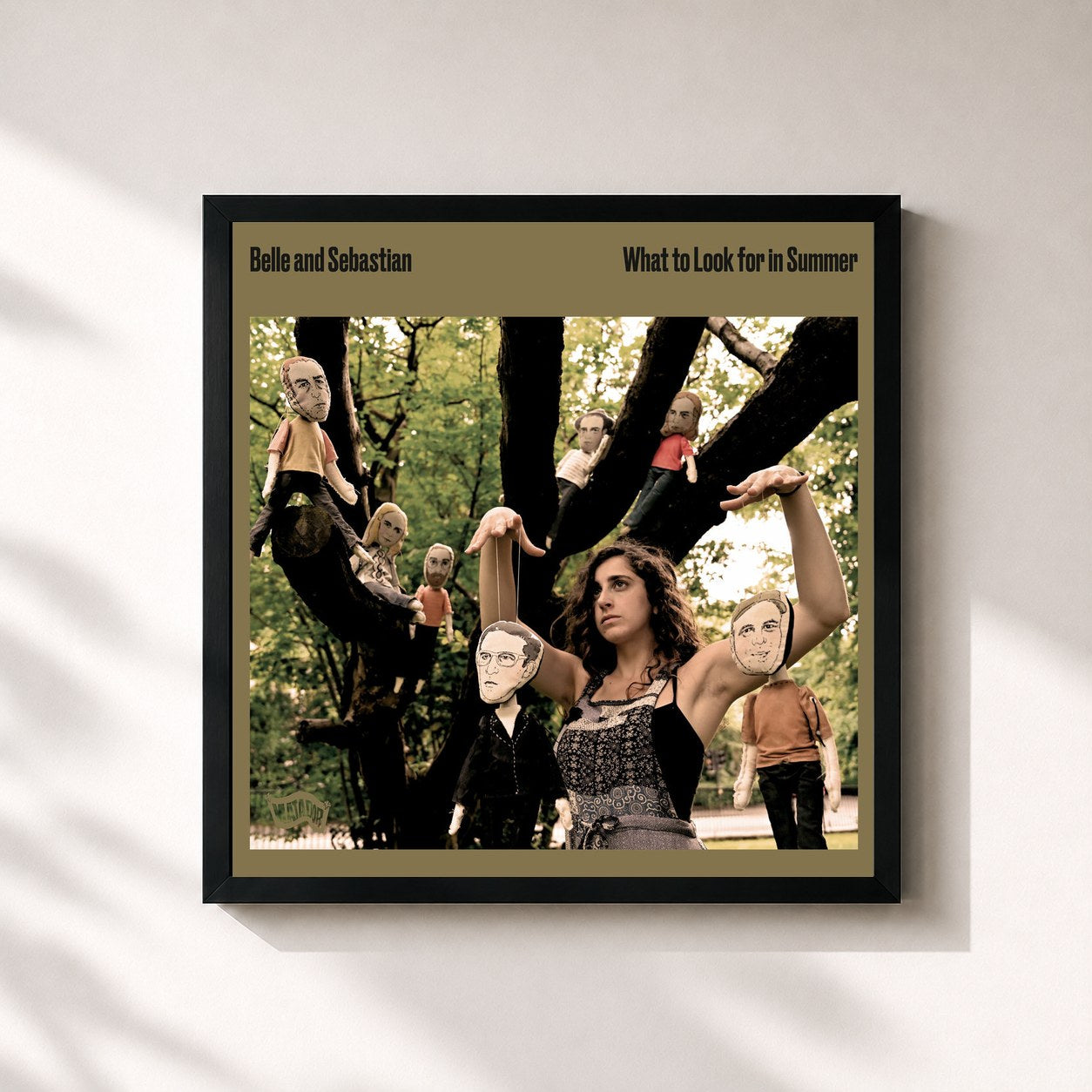 #noir Tableau carré de l'album What to Look for in Summer de Belle and Sebastian, cadre noir 32x32 cm