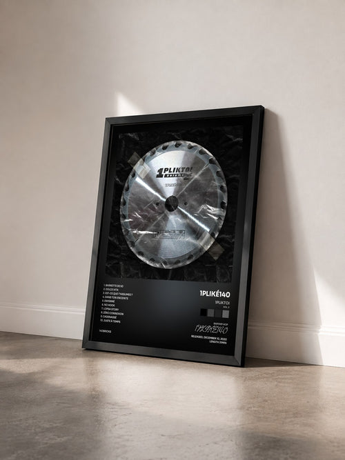 #noir 1PLIKTOI (Vol. 2) by 1PLIKÉ140 as a framed art print seen at an angle, black frame