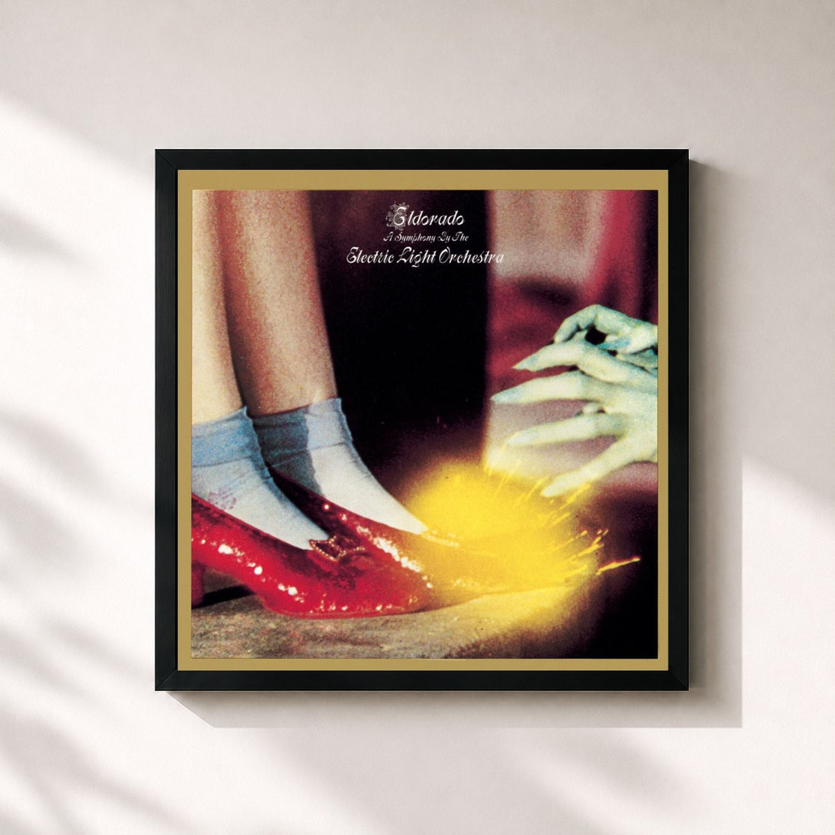 #noir Tableau carré de l'album Eldorado de Electric Light Orchestra, cadre noir 32x32 cm
