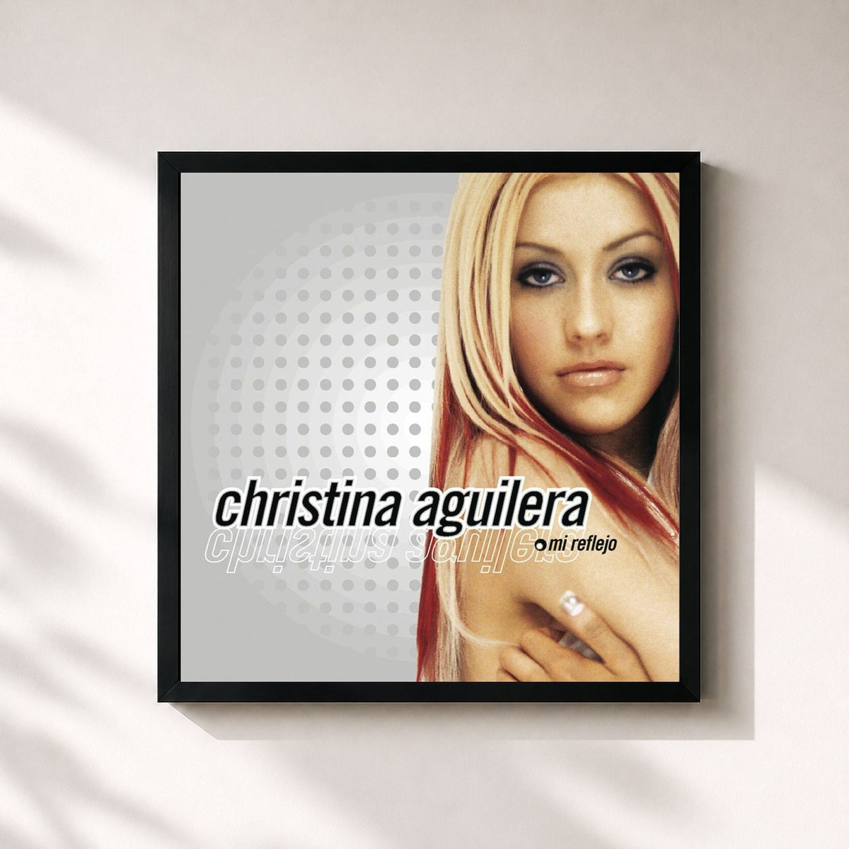 #noir Tableau carré de l'album Mi Reflejo de Christina Aguilera, cadre noir 32x32 cm