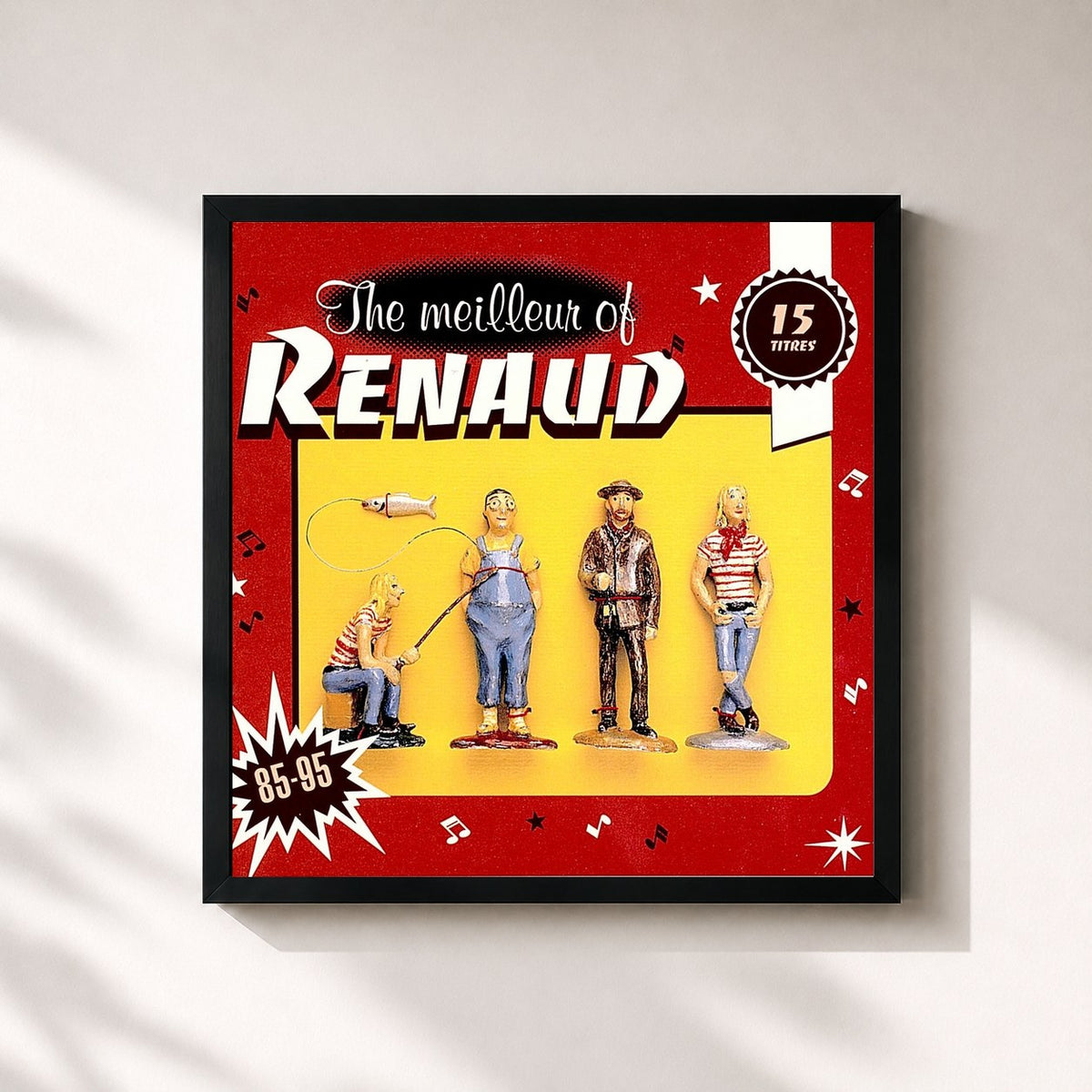 #noir Tableau carré de l'album The Meilleur Of Renaud de Renaud, cadre noir 32x32 cm