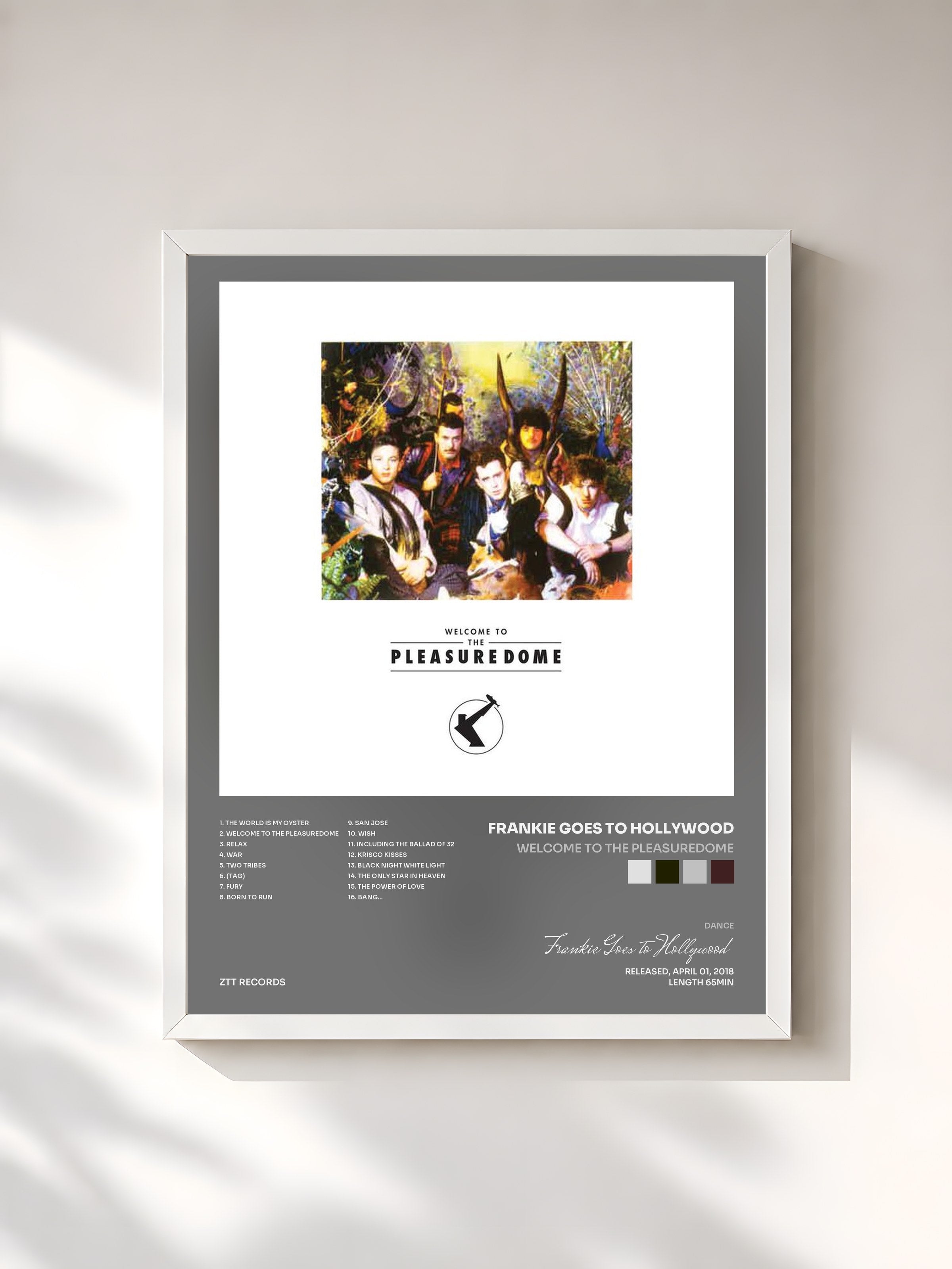 #blanc Tableau de l'album Welcome To The Pleasuredome de Frankie Goes to Hollywood, cadre blanc, imprimé et encadré en France