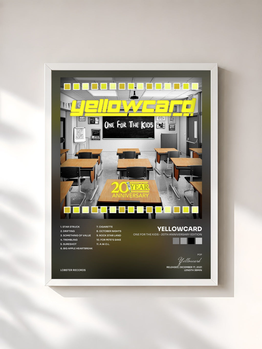 #blanc Tableau de l'album One for the Kids - 20th Anniversary Edition de Yellowcard, cadre blanc, imprimé et encadré en France