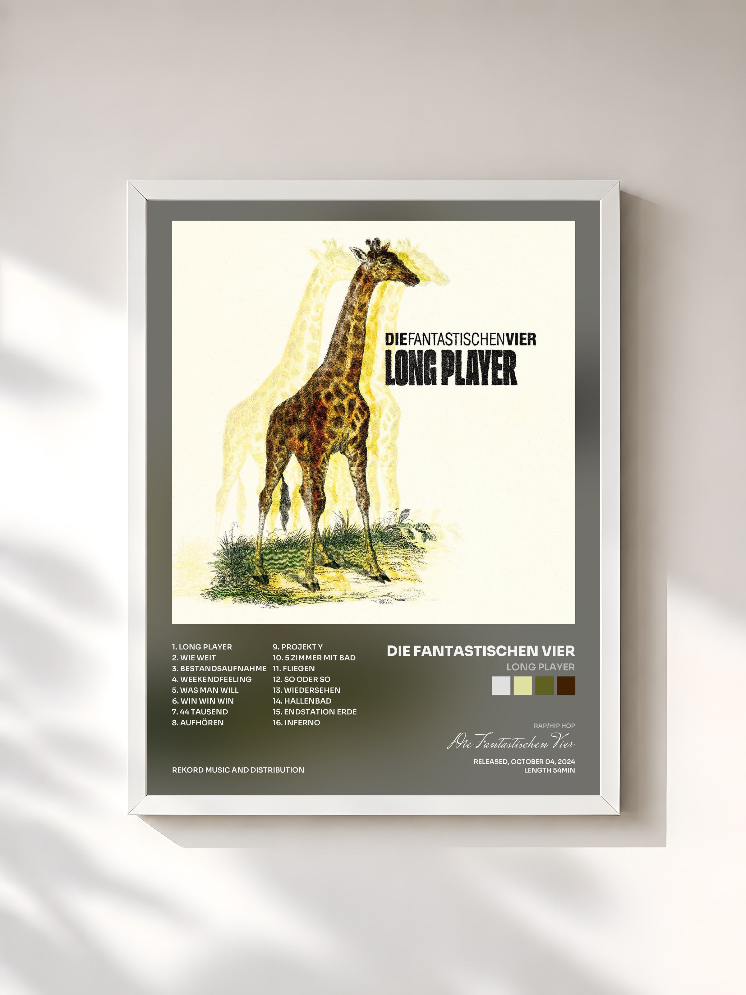 #blanc Tableau de l'album Long Player de Die Fantastischen Vier, cadre blanc, imprimé et encadré en France
