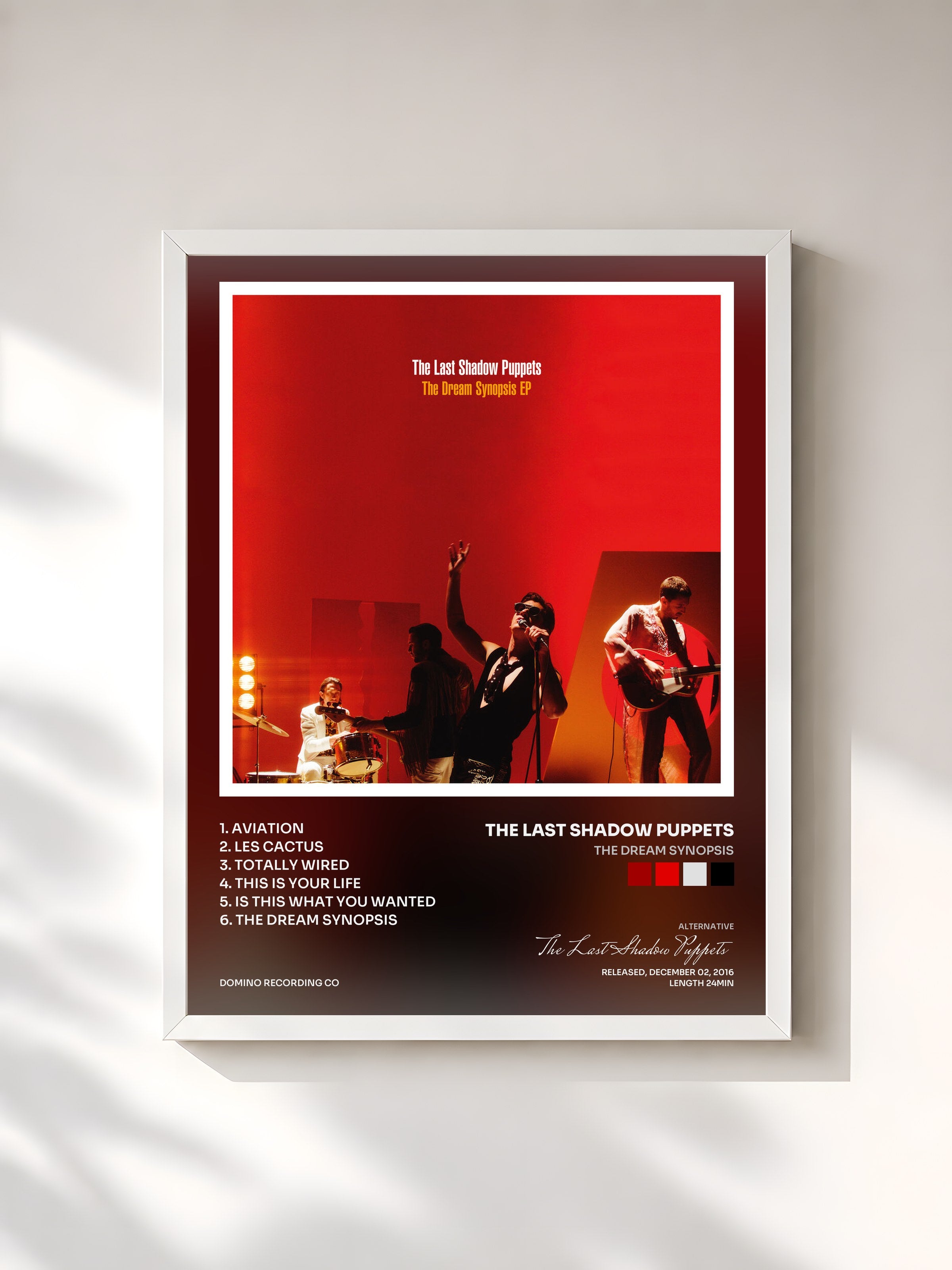 #blanc Tableau de l'album The Dream Synopsis de The Last Shadow Puppets, cadre blanc, imprimé et encadré en France