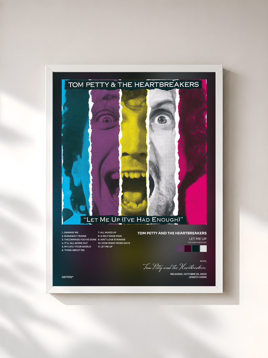 #blanc Let Me Up (I've Had Enough) by Tom Petty and the Heartbreakers as a framed art print, white frame, printed and framed in France