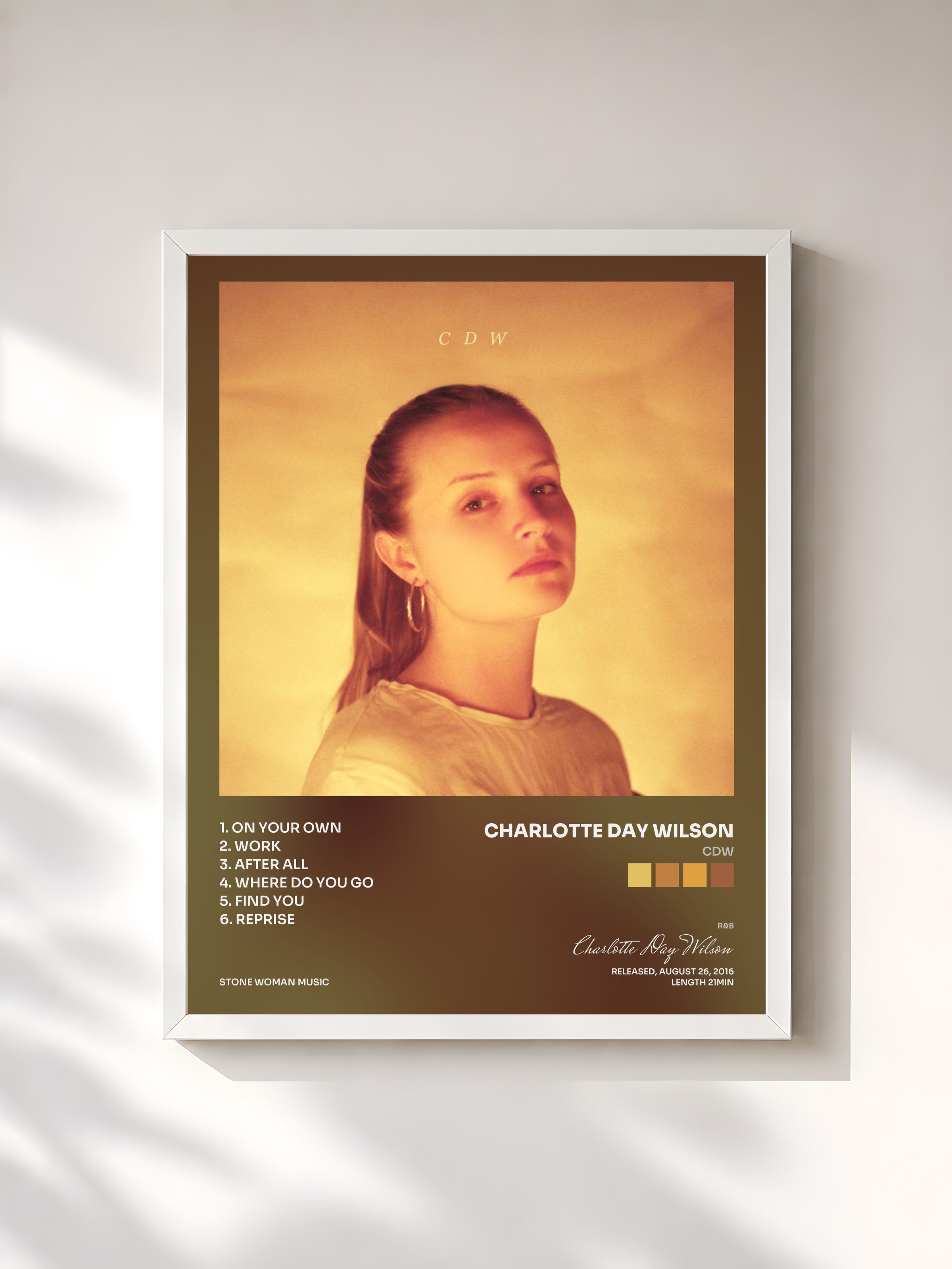 #blanc Tableau de l'album CDW de Charlotte Day Wilson, cadre blanc, imprimé et encadré en France