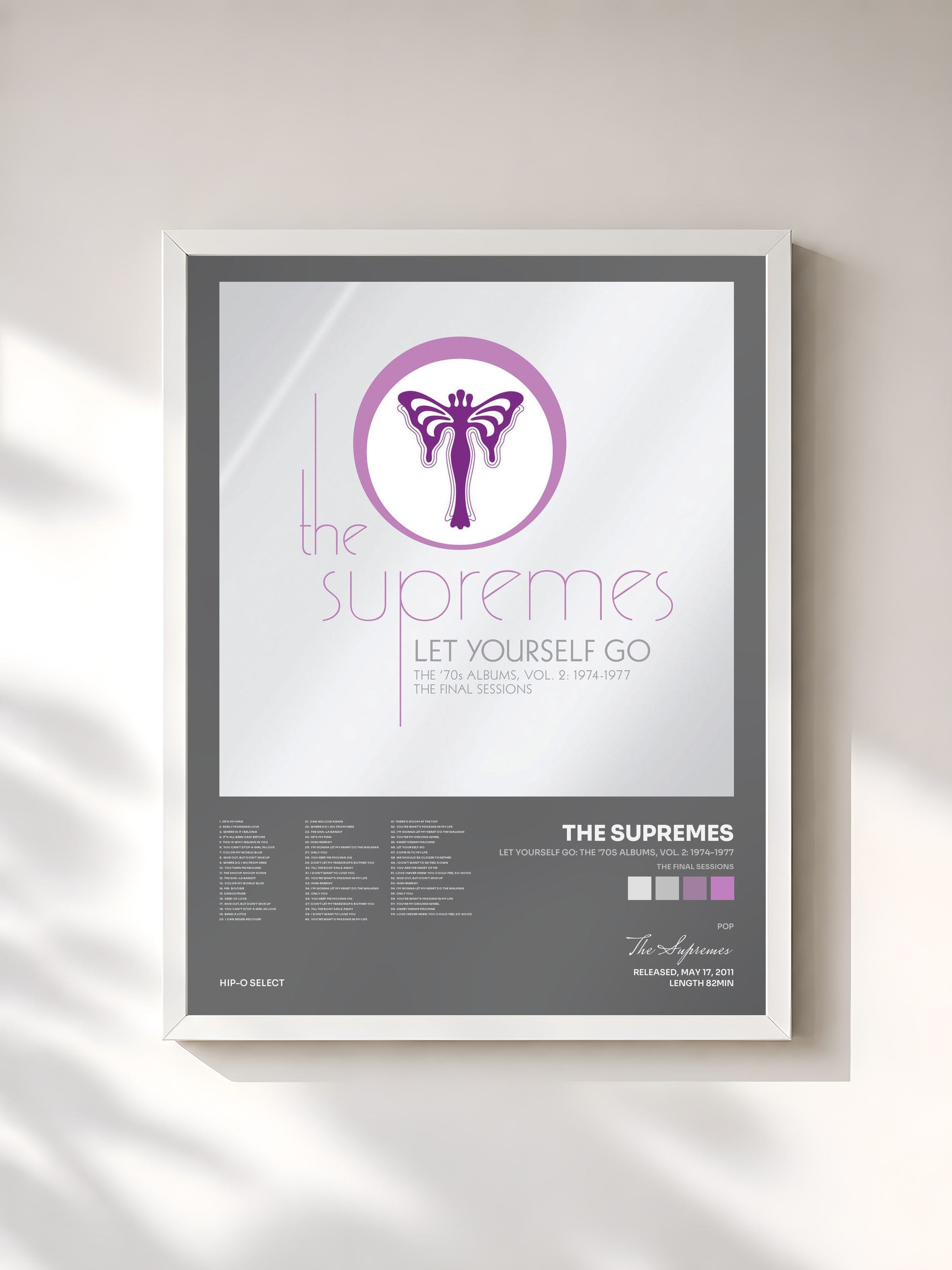 #blanc Tableau de l'album Let Yourself Go: The ’70s Albums, Vol. 2: 1974-1977 (The Final Sessions) de The Supremes, cadre blanc, imprimé et encadré en France