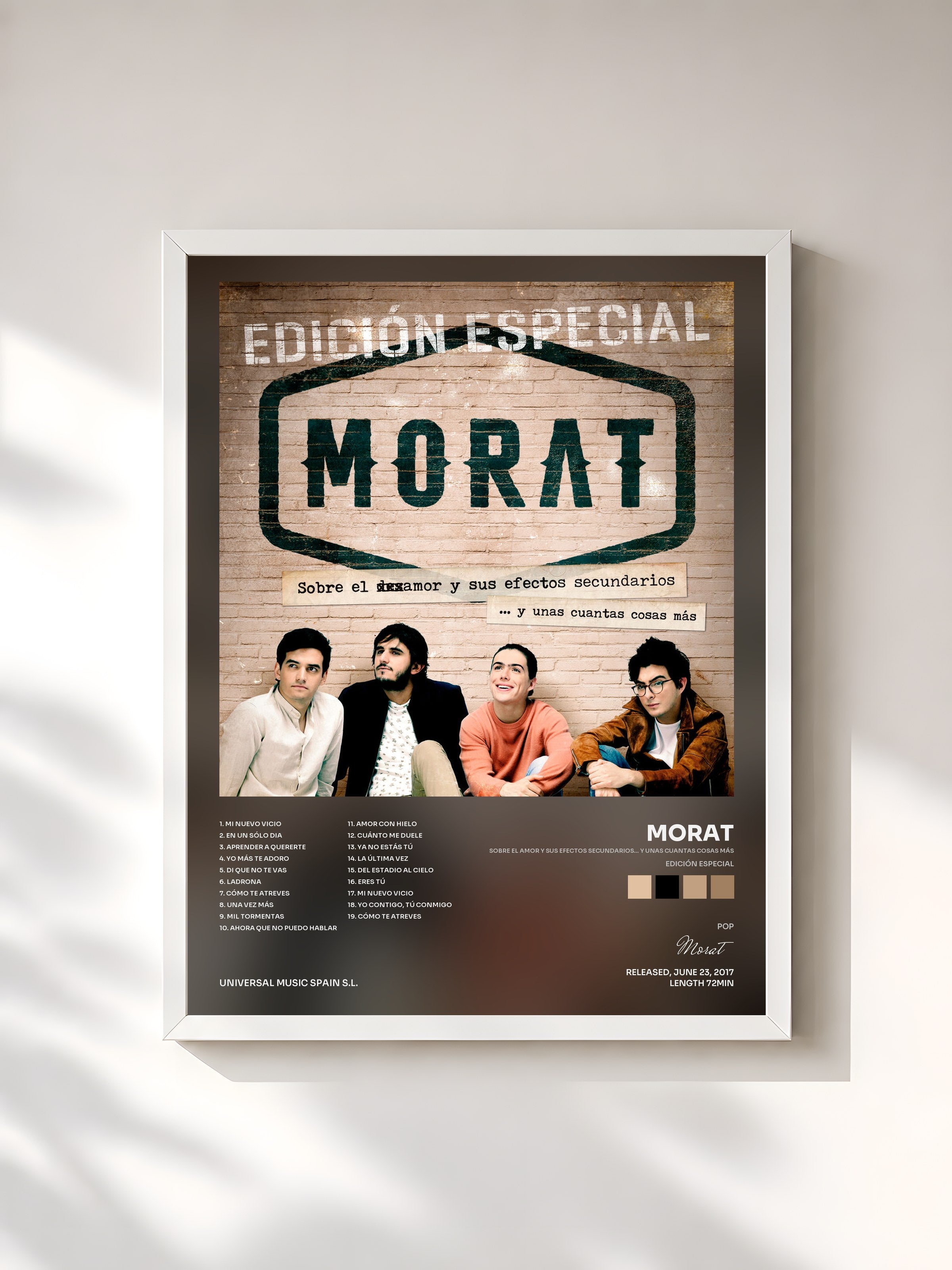 #blanc Tableau de l'album Sobre El Amor Y Sus Efectos Secundarios... Y Unas Cuantas Cosas Más (Edición Especial) de Morat, cadre blanc, imprimé et encadré en France