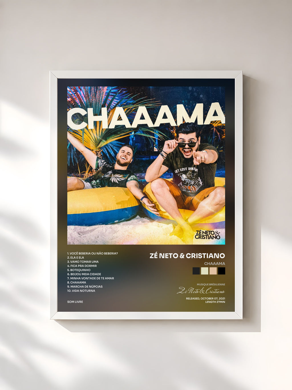 #blanc Tableau de l'album Chaaama de Zé Neto & Cristiano, cadre blanc, imprimé et encadré en France