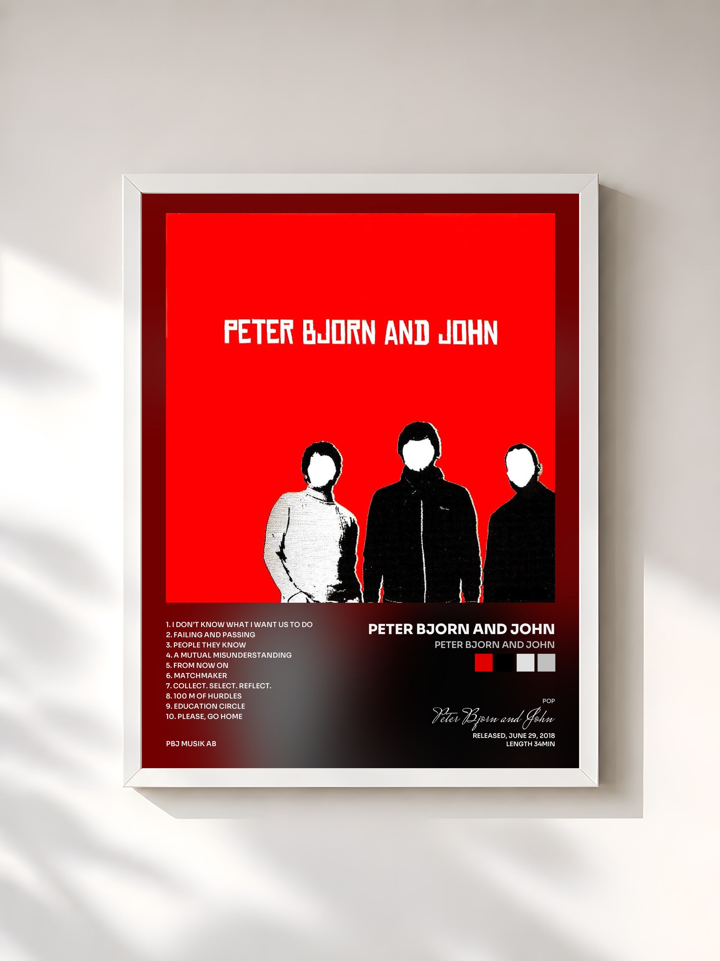 #blanc Tableau de l'album Peter Bjorn and John de Peter Bjorn and John, cadre blanc, imprimé et encadré en France