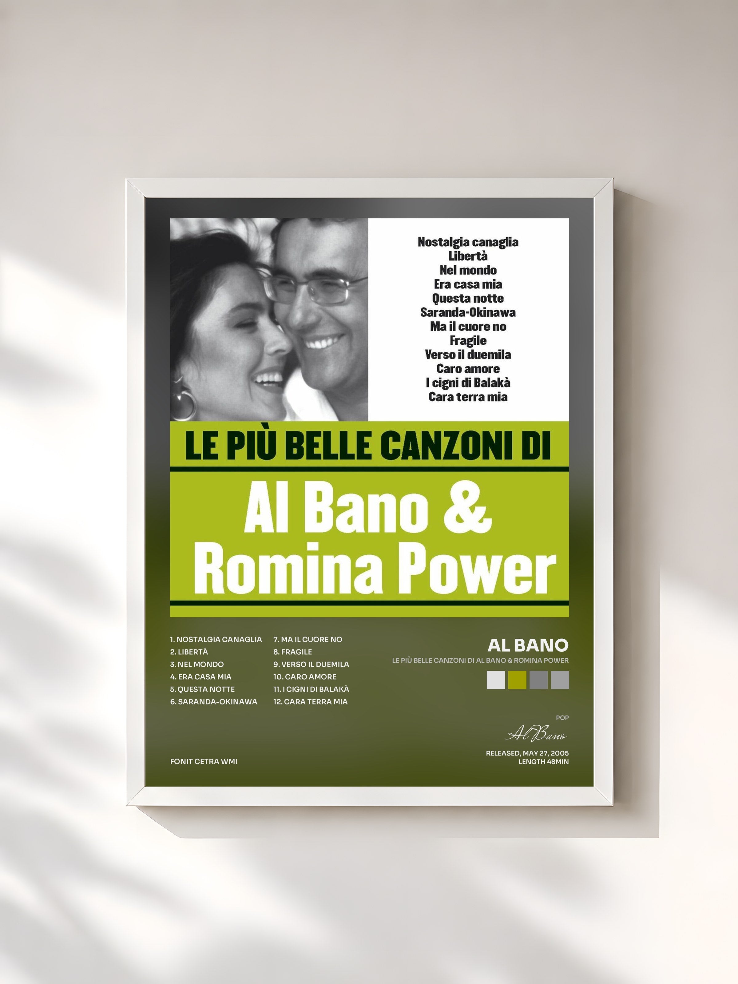 #blanc Tableau de l'album Le più belle canzoni di Al Bano & Romina Power de Al Bano, cadre blanc, imprimé et encadré en France