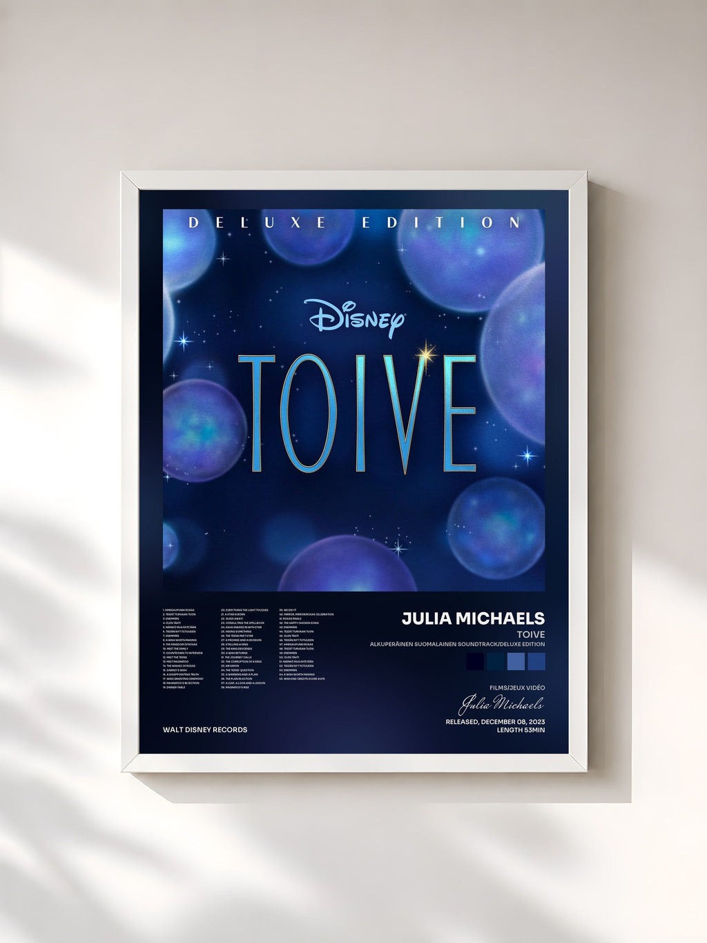 #blanc Toive (Alkuperäinen Suomalainen Soundtrack/Deluxe Edition) by Julia Michaels as a framed art print, white frame, printed and framed in France