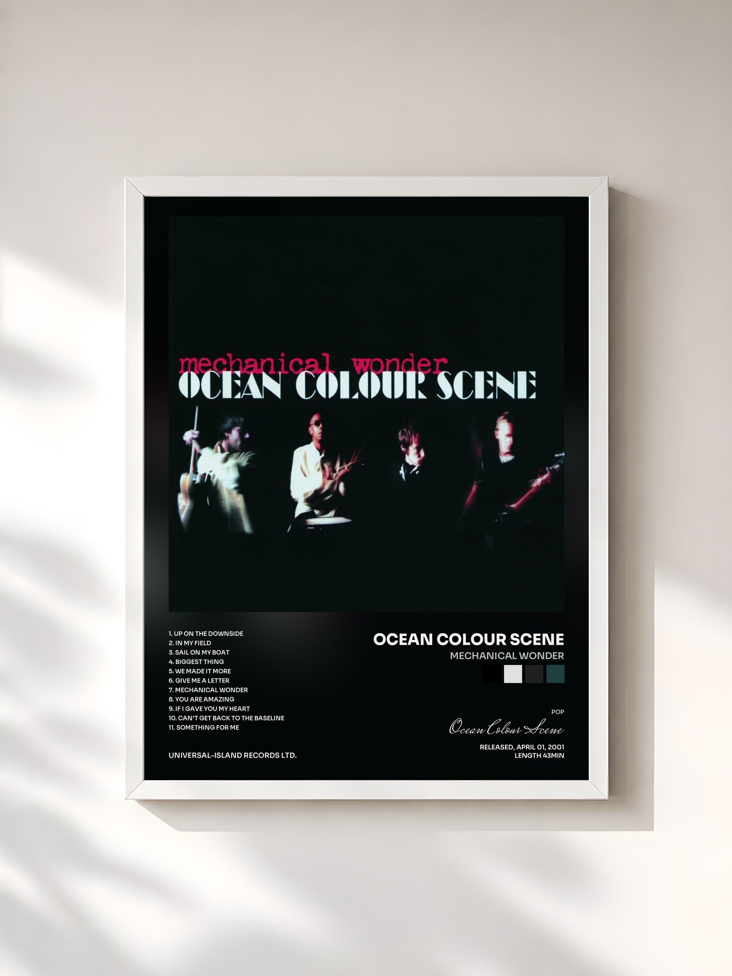 #blanc Tableau de l'album Mechanical Wonder de Ocean Colour Scene, cadre blanc, imprimé et encadré en France