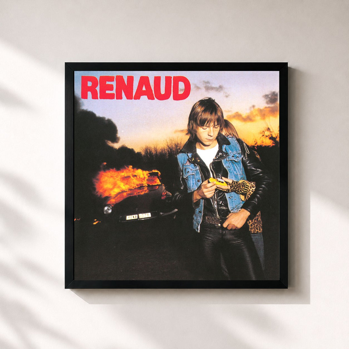 #noir Tableau carré de l'album Ma Gonzesse (Remastered) de Renaud, cadre noir 32x32 cm
