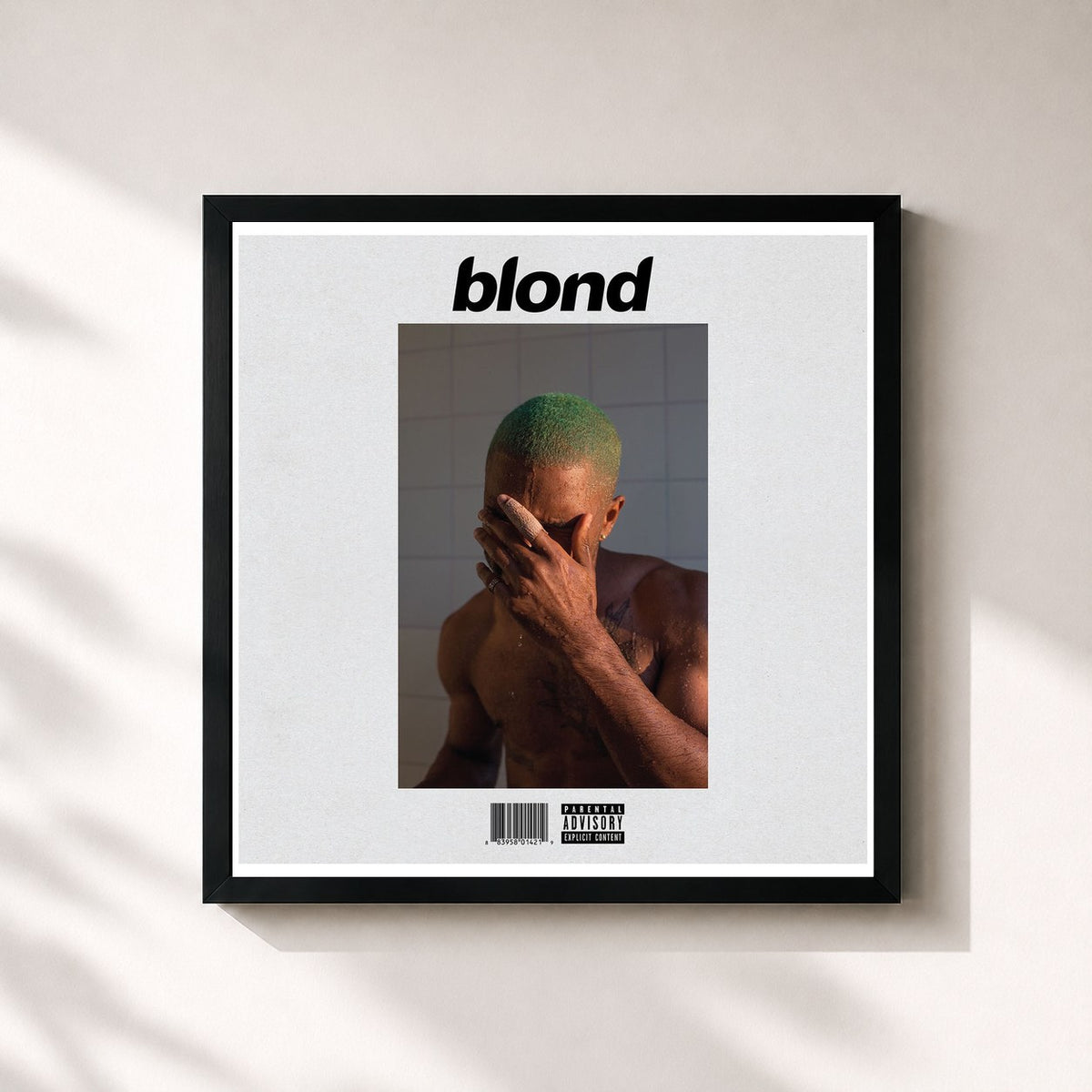 #noir Tableau carré de l'album Blonde de Frank Ocean, cadre noir 32x32 cm