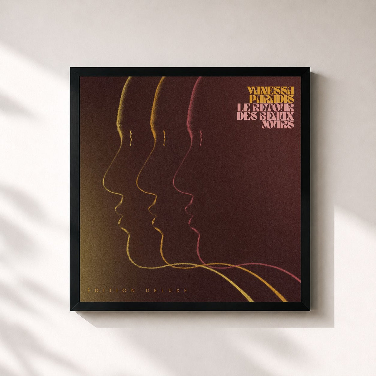 #noir Le retour des beaux jours (Edition Deluxe) de Vanessa Paradis en lámina cuadrada enmarcada, marco negro de 32x32 cm