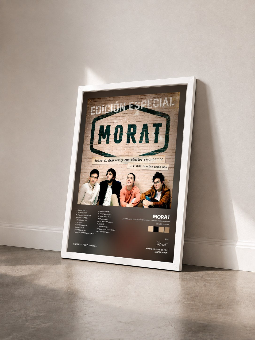 #blanc Tableau de l'album Sobre El Amor Y Sus Efectos Secundarios... Y Unas Cuantas Cosas Más (Edición Especial) de Morat vu de trois quarts, cadre blanc