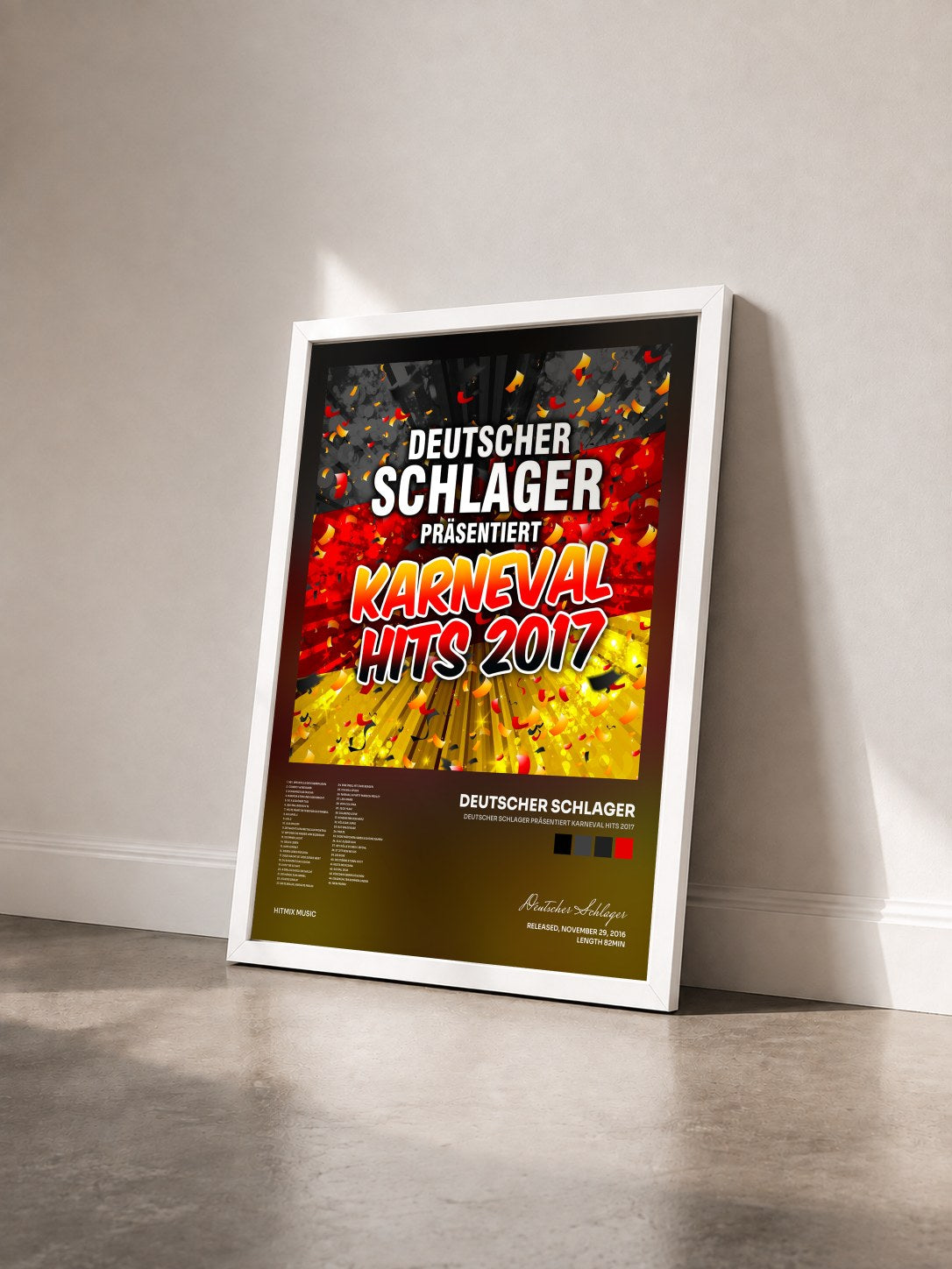 #blanc Tableau de l'album Deutscher Schlager präsentiert Karneval Hits 2017 de Deutscher Schlager vu de trois quarts, cadre blanc