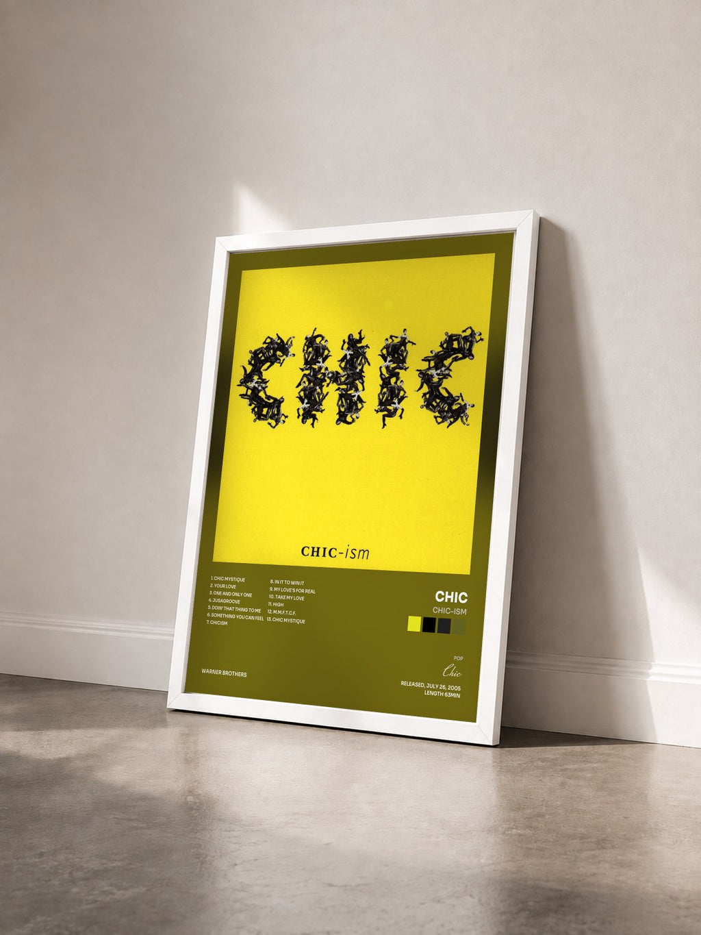 #blanc Tableau de l'album Chic-Ism de Chic vu de trois quarts, cadre blanc
